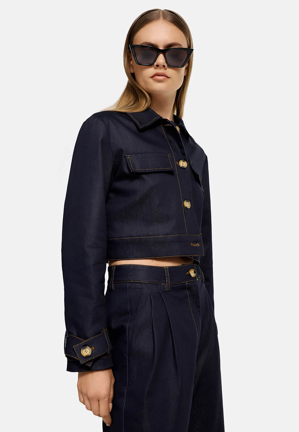 Jacket Cropped in leichter Baumwolle | Navy