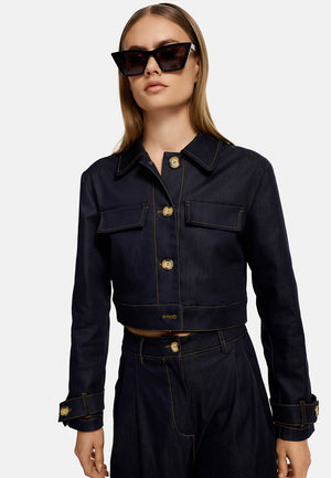 Jacket Cropped in leichter Baumwolle | Navy