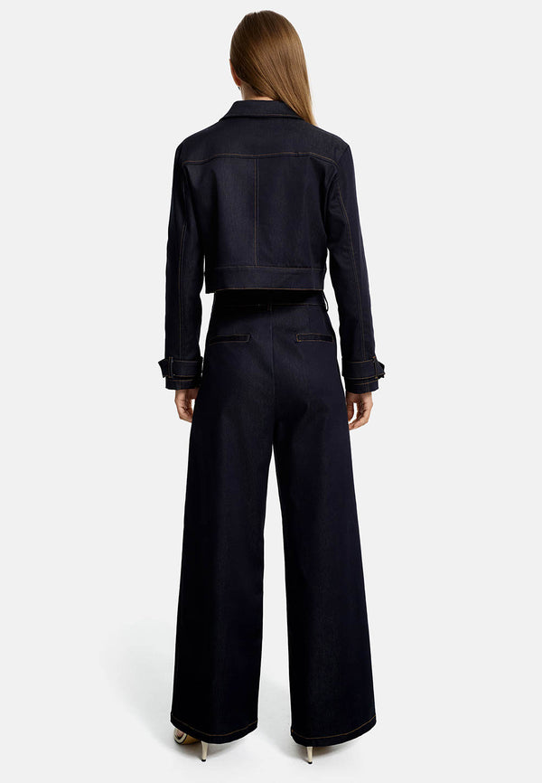 Jacket Cropped in leichter Baumwolle | Navy