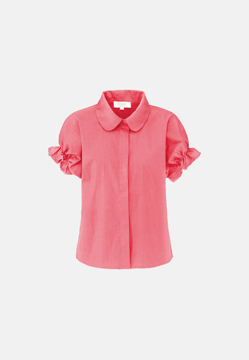 Smoked short-sleeved blouse in fine stretch cotton | Azalee 