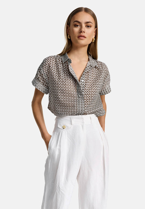 Bluse Kurzarm in Organic Cotton | Geo Flow