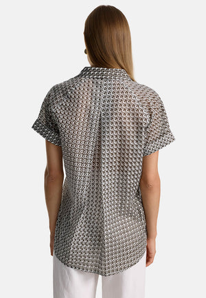 Bluse Kurzarm in Organic Cotton | Geo Flow