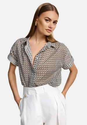 Bluse Kurzarm in Organic Cotton | Geo Flow