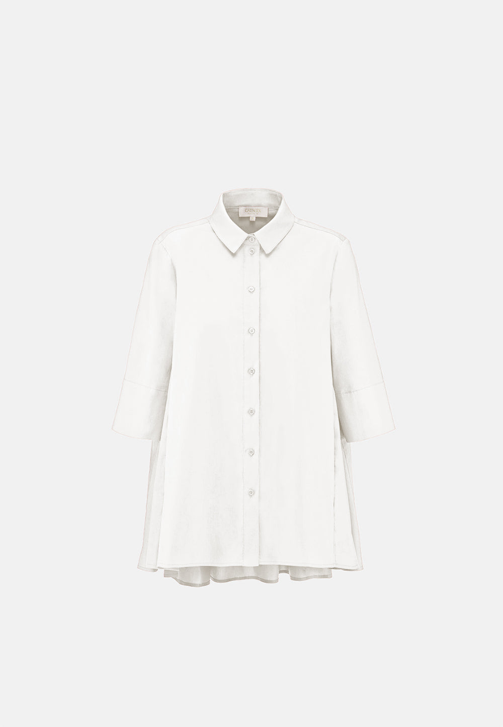 A-line 3/4-sleeve blouse in fine stretch cotton | White 