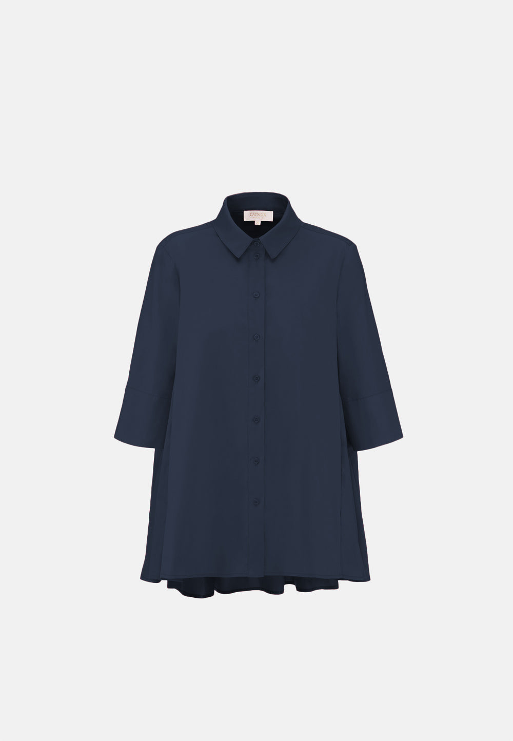 A-line 3/4-sleeve blouse in fine stretch cotton | Navy 