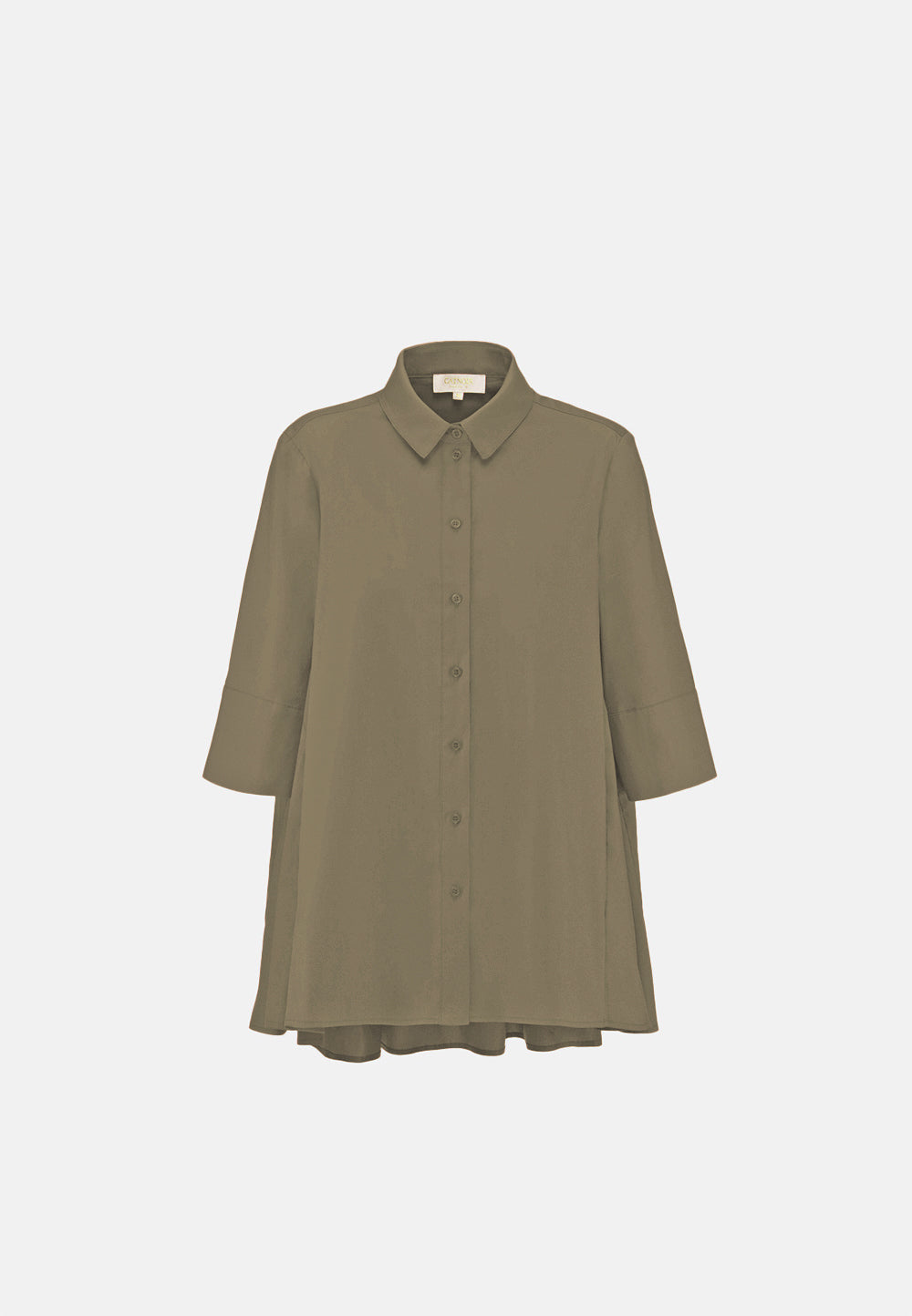 Bluse A- Linie 3/4 Arm in feinem Baumwollstretch | Olive