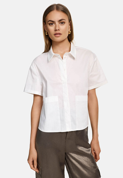 Bluse Utility cropped in feinem Baumwollstretch | White