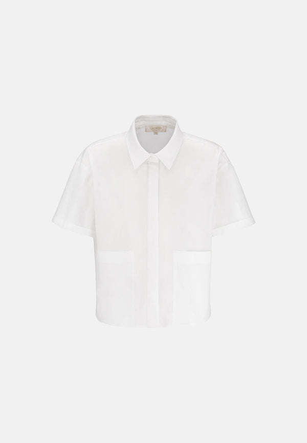 Bluse Utility cropped in feinem Baumwollstretch | White