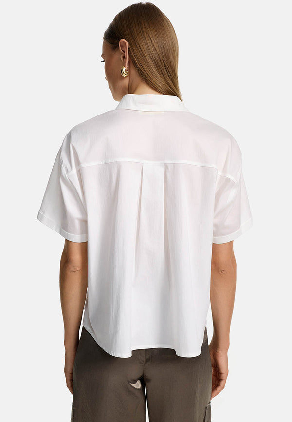 Bluse Utility cropped in feinem Baumwollstretch | White
