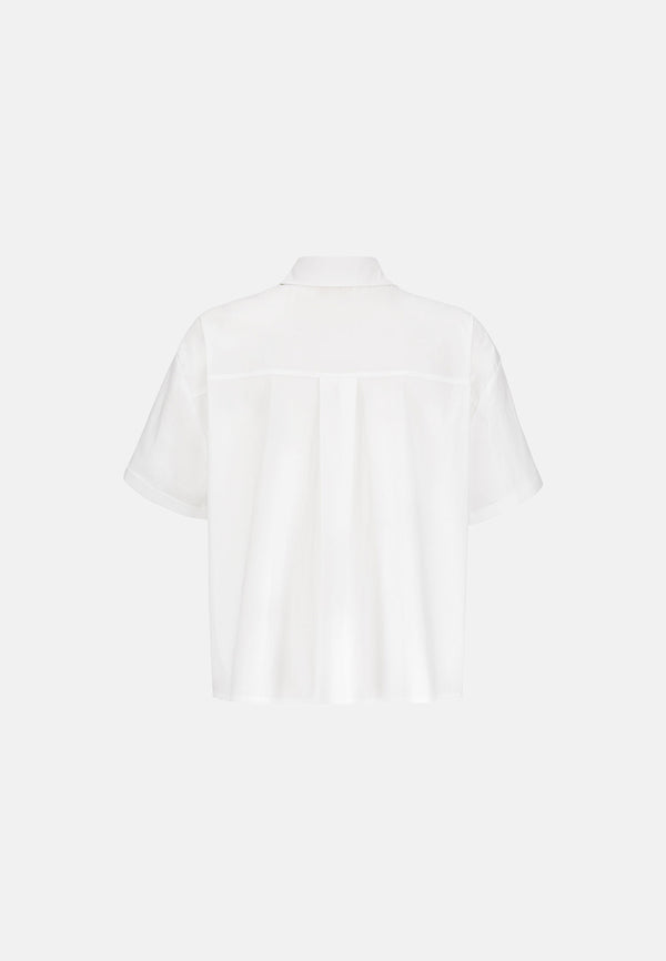 Bluse Utility cropped in feinem Baumwollstretch | White