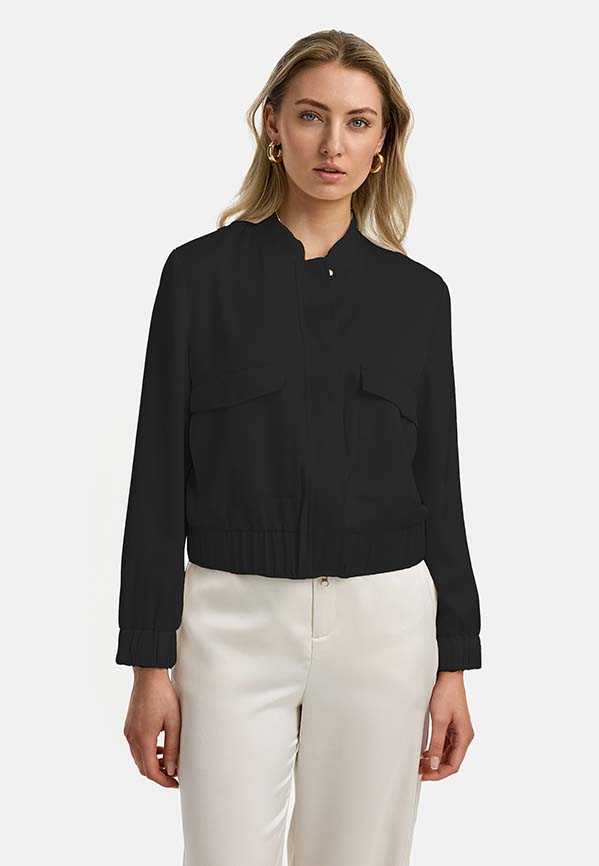 Blouson in satin | Black