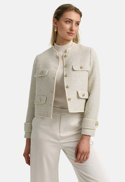Short jacket in boucle | Creme
