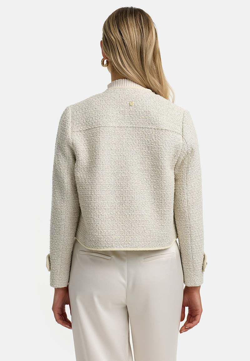 Kurzjacke aus Boucle | Creme