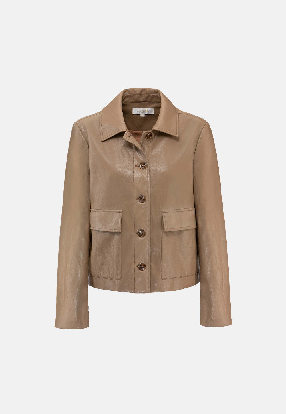 Kurzjacke in veganem Leder | Taupe