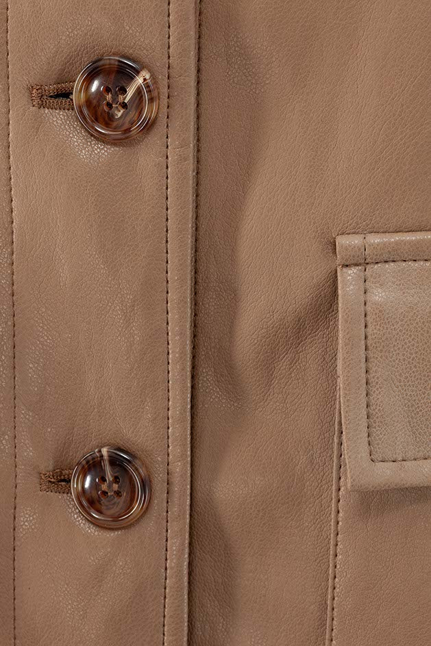 Kurzjacke in veganem Leder | Taupe