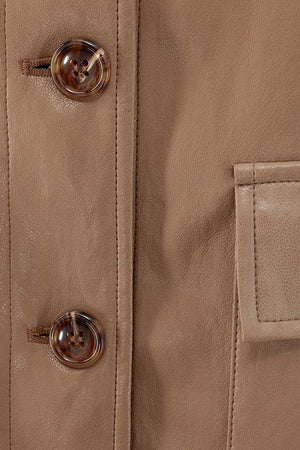 Kurzjacke in veganem Leder | Taupe
