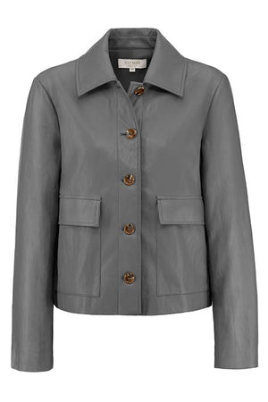 Kurzjacke in veganem Leder | Graphit