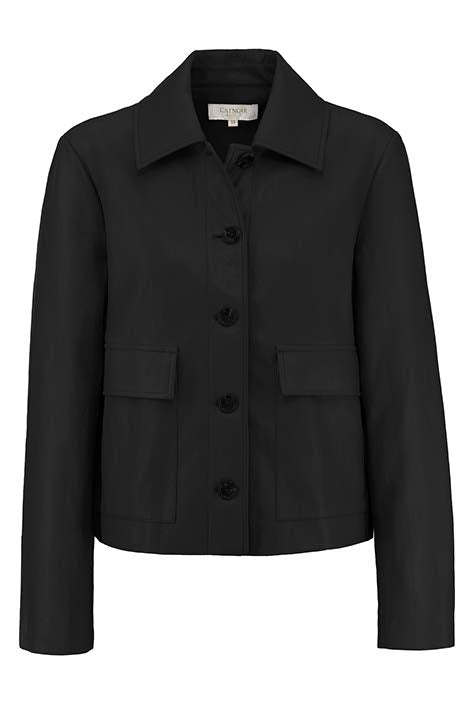 Short jacket in vegan leather | Black