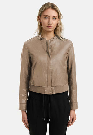 Pilot jacket in vegan leather | Taupe