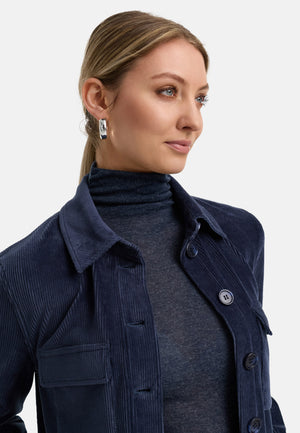 Kurzjacke in Jersey Cord | Retro Blue