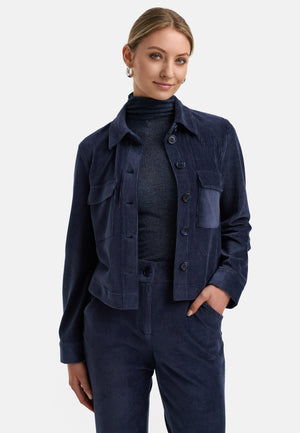 Kurzjacke in Jersey Cord | Retro Blue