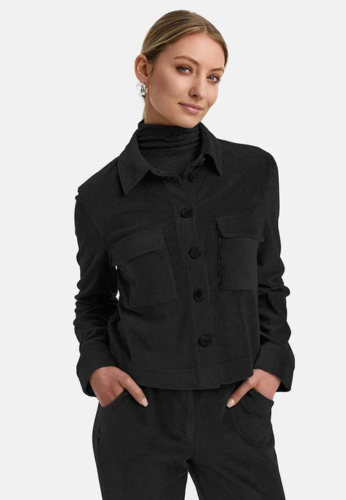 Short jacket in jersey corduroy | Black