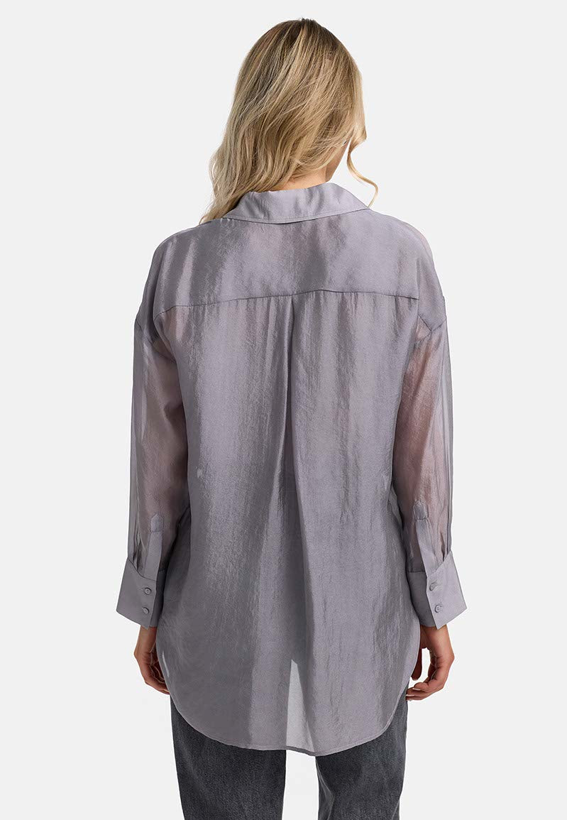Hemdbluse in transparenter Viskose | light Grey