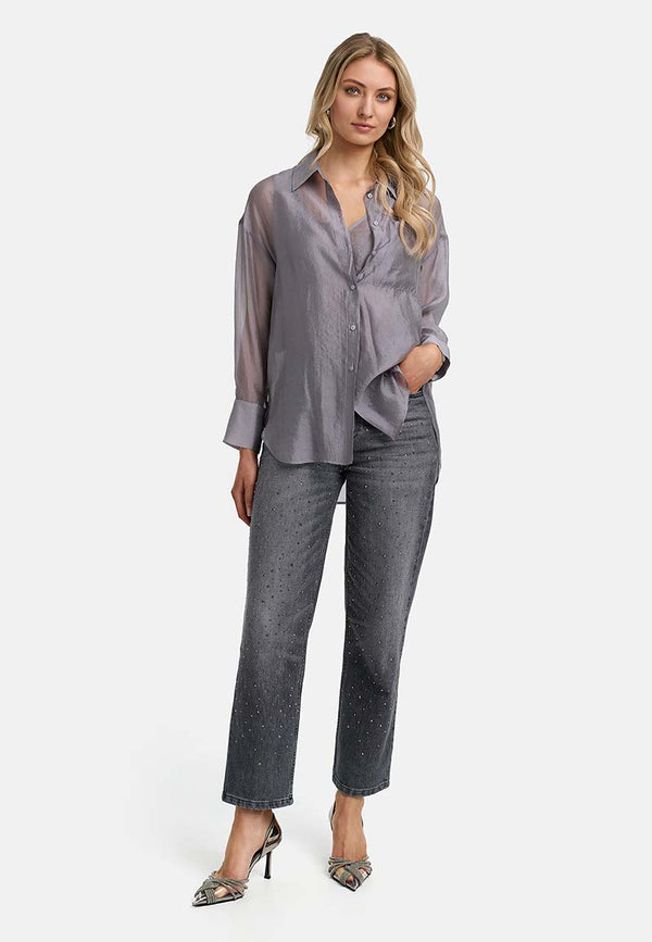 Hemdbluse in transparenter Viskose | light Grey
