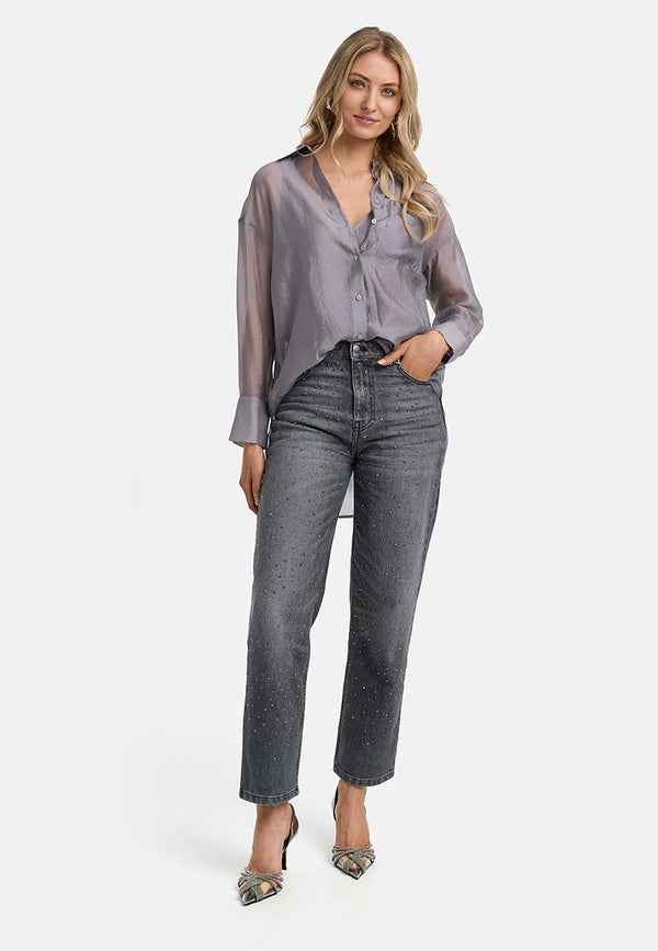 Hemdbluse in transparenter Viskose | light Grey