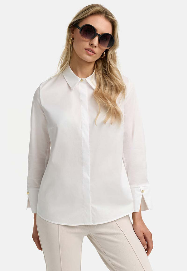 Bluse in feinem Baumwollstretch | White