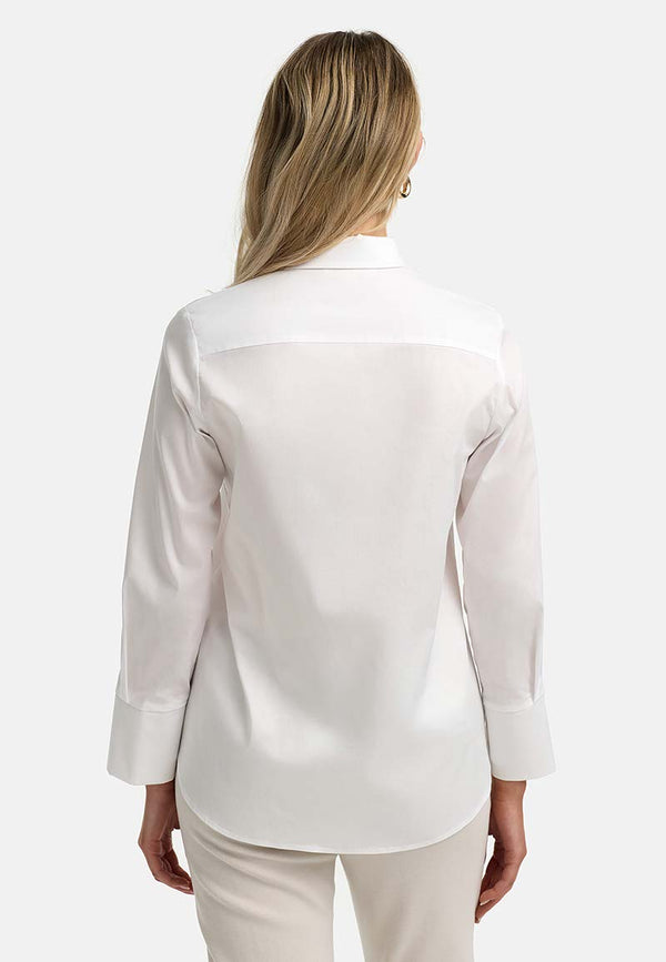 Bluse in feinem Baumwollstretch | White