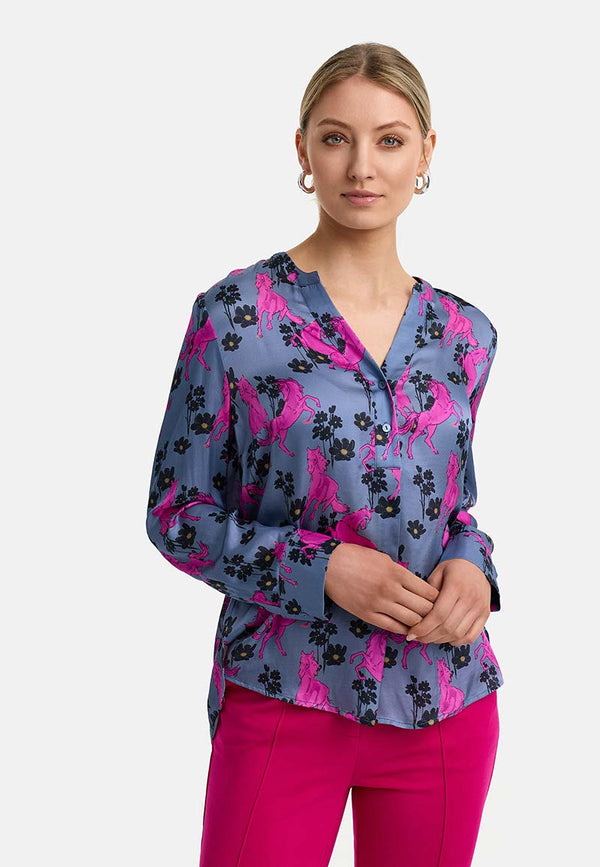 Bluse in Viskose Satin | Pink Pony