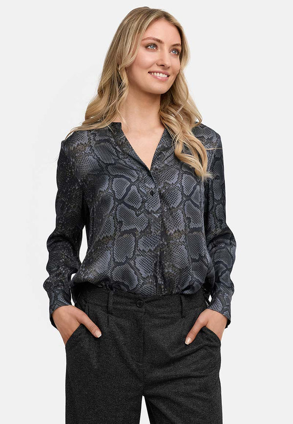 Bluse in Viskose Satin | Snake