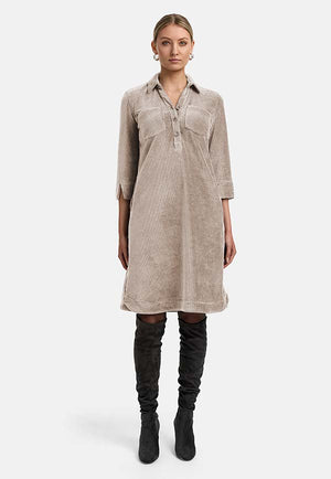 Dress in jersey corduroy | Beige