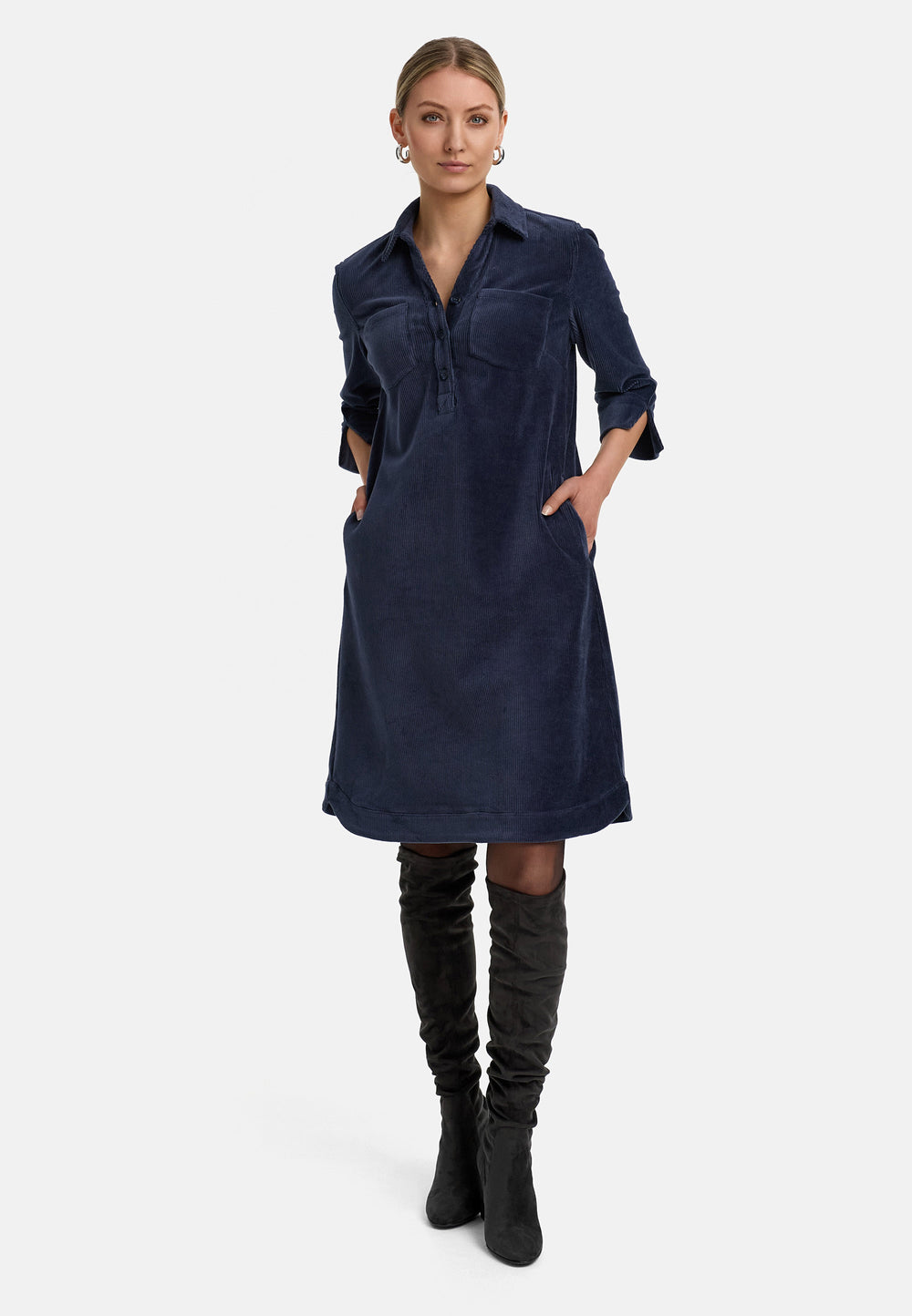 Kleid in Jersey Cord | Retro Blue