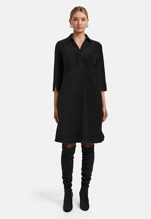 Dress in jersey corduroy | Black