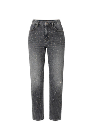 Denimhose mit Glitzerapplikation