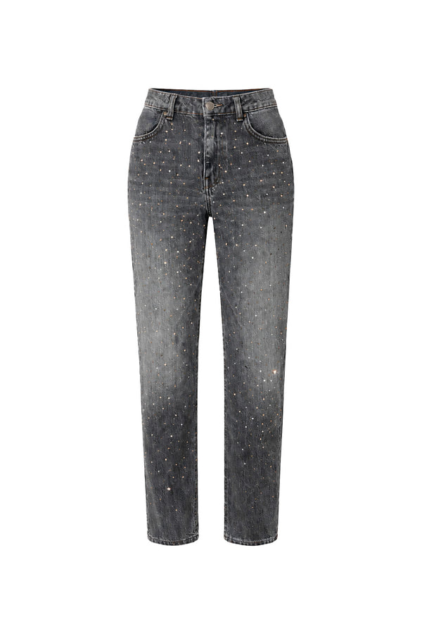 Denimhose mit Glitzerapplikation