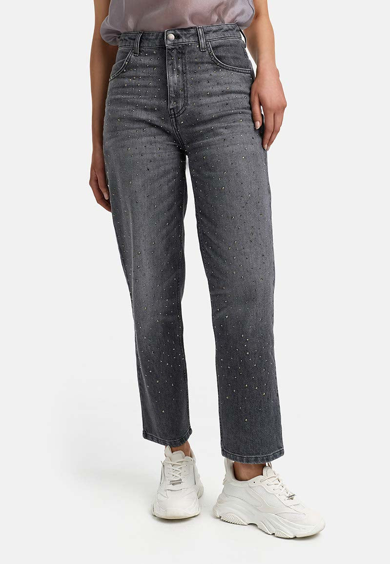 Denimhose mit Glitzerapplikation | Grey
