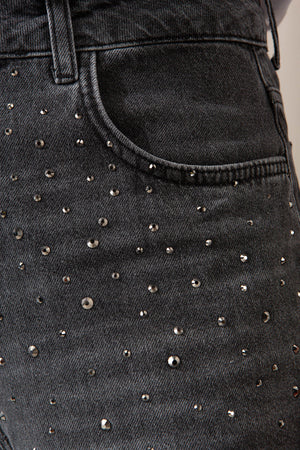 Denimhose mit Glitzerapplikation