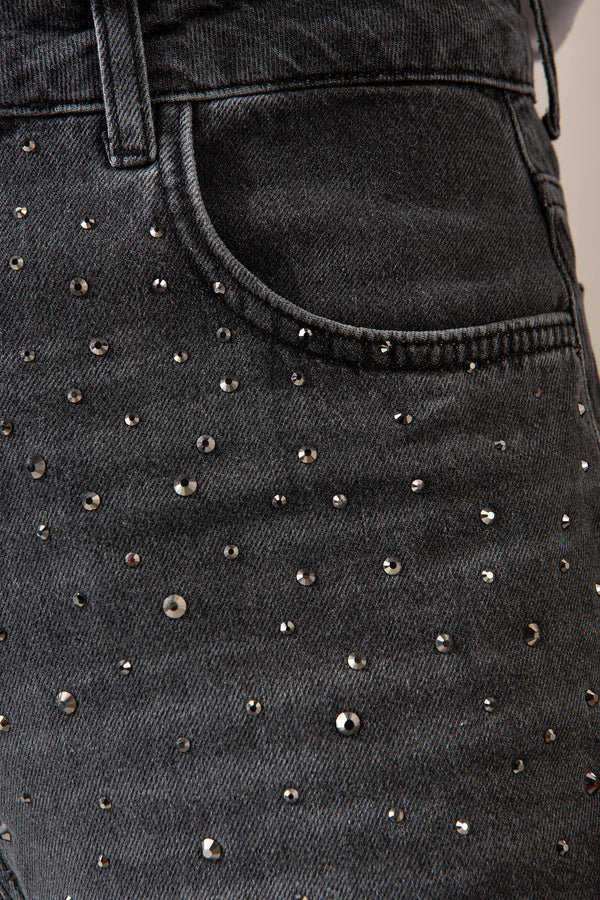 Denimhose mit Glitzerapplikation