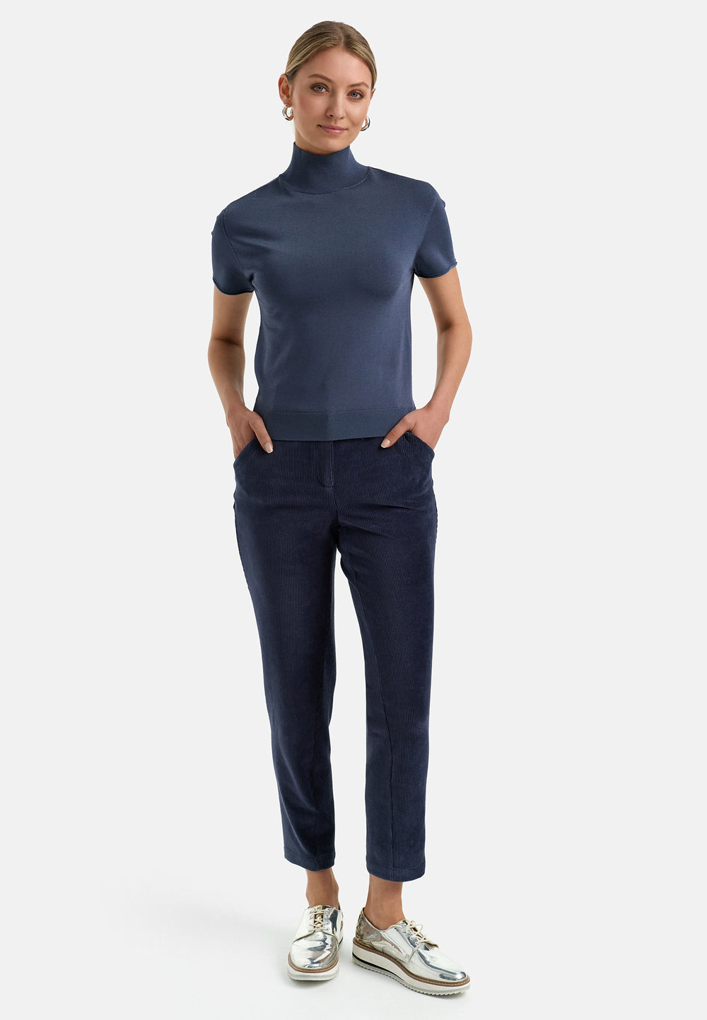 Hose in Jersey Cord | Retro Blue