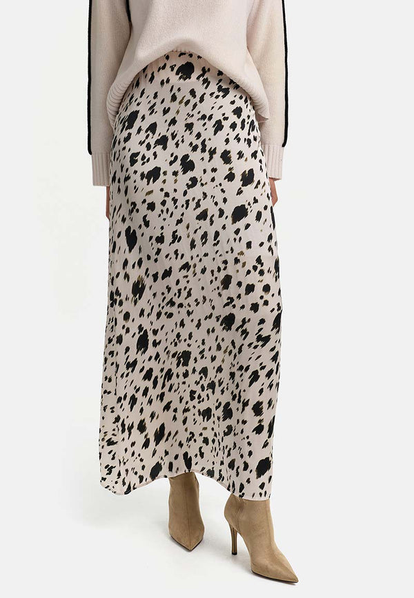 Maxirock in Viskose Satin | Snow Leo
