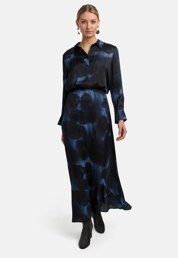 Maxirock in Viskose Satin | Blue Shadows