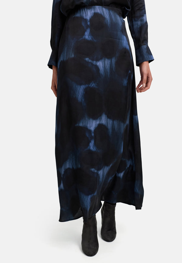 Maxirock in Viskose Satin | Blue Shadows
