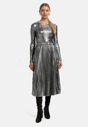 Plisseerock in Glitzerjersey | Silver