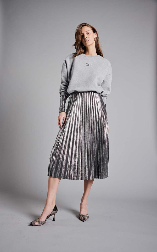 Plisseerock in Glitzerjersey | Silver
