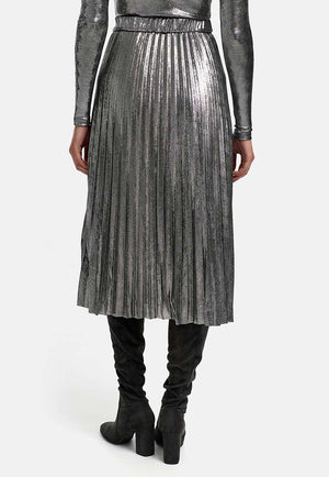 Plisseerock in Glitzerjersey | Silver
