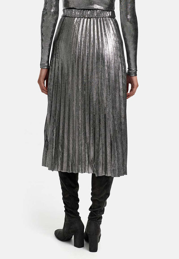 Plisseerock in Glitzerjersey | Silver