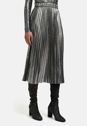 Plisseerock in Glitzerjersey | Silver